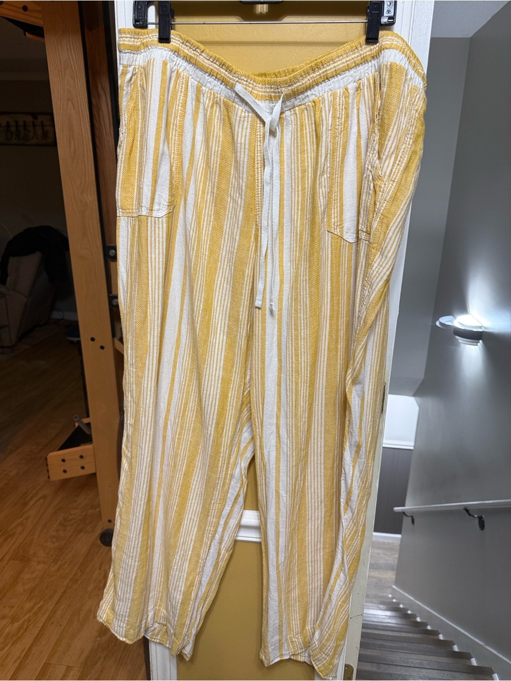 Linen blend Vacay Mustard Yellow stripe Lightweight pants